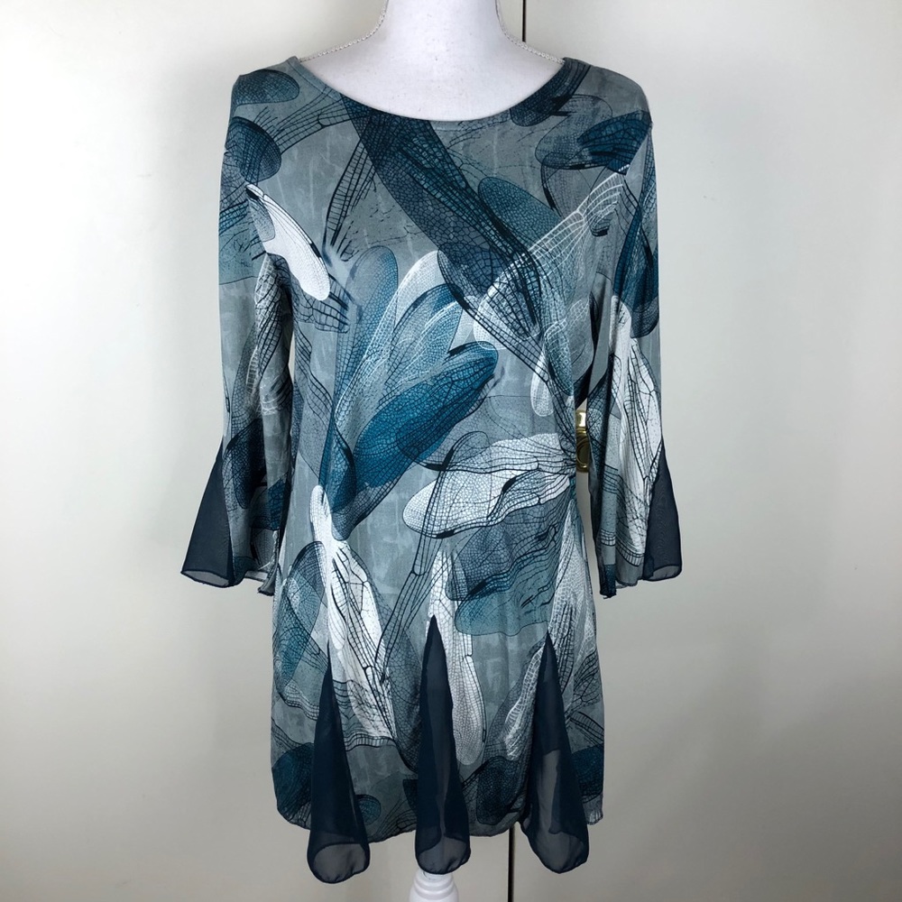ALESSA W TUNIC SPLASH PRINT FLARED  BOTTOM SZ 6